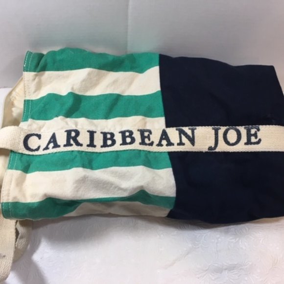 Caribbean Joe Striped Canvas Zip Shopping Beach Travel Tote Bag Extra Lg 22"x18" - Picture 6 of 16